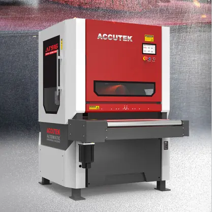 China Hot Selling ACCUTEK AT916 automatic laser cutting parts polishing sanding machine flat metal surface deburring machine