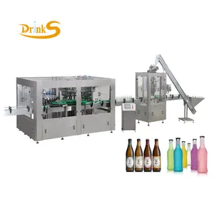 1000-12000 BPH 맥주 생산 라인 완전 자동 공예 맥주 음료 유리 병 헹굼 충전물 캡핑 라벨링 기계