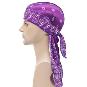 Durag in Seta Paisley Unisex all'Ingrosso, Copricapo in Raso Stile Pirata con Coda Lunga, Foulard per Capelli, Bandane per Uomini e Donne - Product Image 3