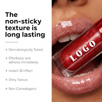 Gloss à lèvres métallique OEM, végétalien et sans produits d'origine animale, hautement pigmenté, longue tenue et waterproof, maquillage hydratant pour les lèvres