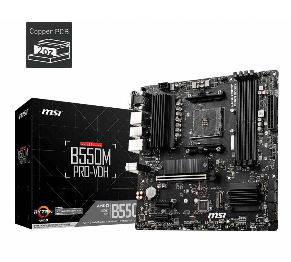 MSI B550M PRO-VDH Micro-ATX ゲーミングマザーボードは、AMD Ryzen 5