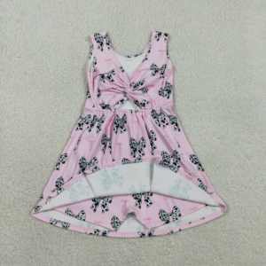 Robe GSD3046 RTS pour bébé fille, à fleurs, avec nœuds, rayures, manches à volants, respirante, longueur genou, imprimé floral, vente en gros - Product Image 5