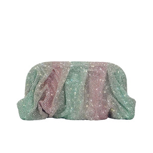 Stylish French Diamond-set <b>Sparkling</b> Clip Rhinestone Dinner <b>Bag</b> Women's Cloud Pleated rainbow Chain Hand Crossbody - Product Image 6