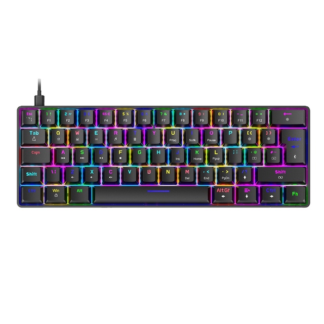 T60 Optical Mechanical Gaming Keyboard Blue Switch 62 Keys USB Type C Wired RGB 18 Lights PC Gamer