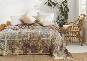 Diseño elegante 100% Manta de algodón Jacquard Throw 230x260cm 90x102 pulgadas Colección Jacquard Manta Colcha - Product Image 2