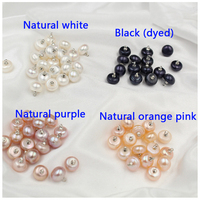 9mm Perles D'eau Douce Bouton Haute Brillance Naturel Blanc/Rose/Violet/Noir Perle Lâche Stud Perles pour Vêtements Sac Chaussures Décoration