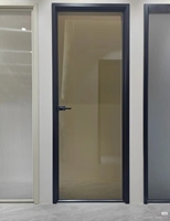 Porte de salle de bain coulissante moderne en aluminium et verre avec verre invisible pour salle de bain