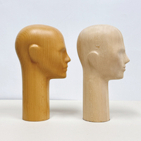 Support de tête de mannequin vintage en bois massif, grande taille, pose debout, pour présentation de bijoux et chapeaux, décoration de boutique et d'antiquités
