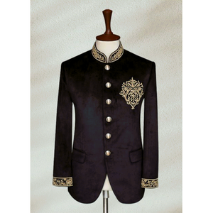 Veste de cérémonie pour homme, coupe slim, style sherwani brodé, style business, costume de mariage, tenue formelle traditionnelle - Product Image 4