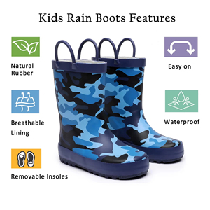 YL-25239 <span class=keywords><strong>Stivali</strong></span> da Pioggia per Bambini in Gomma Blu, Resistenti all'Acqua, Antiscivolo, Morbidi, per Uso Esterno, Vendita all'Ingrosso - Product Image 2