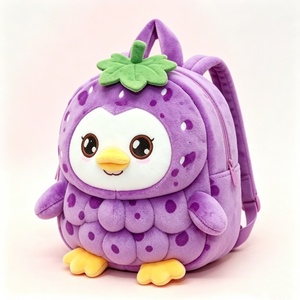 Mochila de Peluche Personalizada de Pingüino con Diseño de Uva Morada, Mochila de Peluche de Pingüino con Diseño de Uva, Mochila Infantil de Peluche Suave - Product Image 5