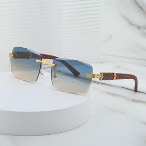 Lunettes de soleil carrées sans monture Zzc pour hommes, verres en métal PC, protection UV400, mode, conduite en plein air, voyage - Product Image 3