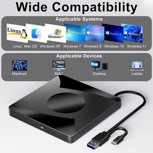 Lecteur <span class=keywords><strong>de</strong></span> <span class=keywords><strong>DVD</strong></span> externe USB 3.0 et Type-C, <span class=keywords><strong>graveur</strong></span> <span class=keywords><strong>de</strong></span> CD/<span class=keywords><strong>DVD</strong></span> portable, lecteur optique fin <span class=keywords><strong>pour</strong></span> ordinateur portable, ordinateur <span class=keywords><strong>de</strong></span> bureau, <span class=keywords><strong>Windows</strong></span>, MacOS, Linux - Product Image 6