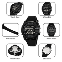 Jam Tangan Olahraga Multifungsi Pria SKMEI 2442 Tahan Air dengan Alarm Bercahaya Jam Digital LED Dial Besar Jam Tangan Elektronik