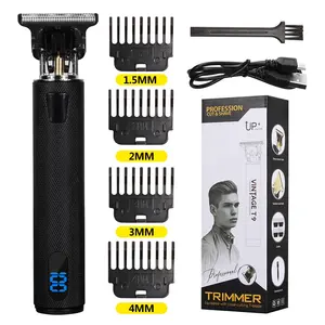 HIENA alat cukur rambut, mesin pemangkas rambut elektrik nirkabel tahan air Usb Vintage T9 0mm kebisingan rendah untuk Pria & Wanita