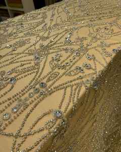 Tissu de Broderie Haut de Gamme avec Paillettes et Perles Tissu Magnifiquement Conçu pour Robes de Mariée et de Soirée - Product Image 2