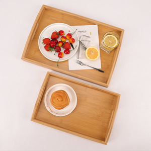 Bamboo Serving Trays 46x33cm 40x28cm 33x22cm With Handle For Tea <b>Coffee</b> Hotel Use - Product Image 3