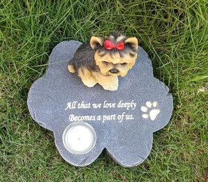 Personnalisé Pet Memorial Pierre De Résine D'animal Familier Adapté Aux Besoins du client Pierre Tombale avec <span class=keywords><strong>Poème</strong></span> et D'impression de Patte de Chien Cadeau, statue de chien debout - Product Image 5