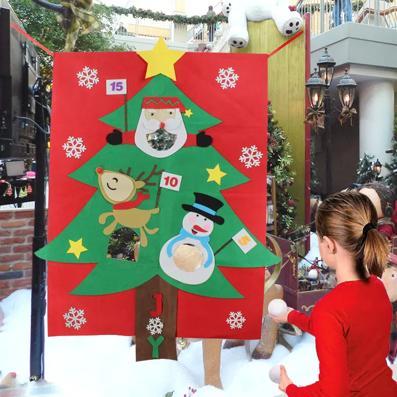 Weihnachts filz Sitzsack werfen Spiele mit 3 Stück Schnee bälle hängen Banner für Weihnachts dekorationen