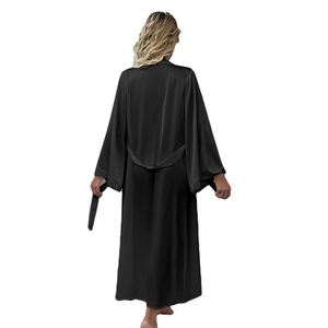 Bata de satén de manga larga para mujer, sexy, con cordones, para el hogar, venta al por mayor - Product Image 3