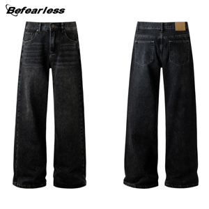 <span class=keywords><strong>Pantaloni</strong></span> <span class=keywords><strong>lunghi</strong></span> Jeans dritti da uomo di alta qualità stile Vintage lavati <span class=keywords><strong>pantaloni</strong></span> Jeans Casual a gamba dritta da uomo di alta qualità - Product Image 1