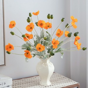 Bouquet de coquelicots artificiels Meng Jie à 4 têtes avec fruits, fleurs en soie polyester pour arrangements de table de mariage - Product Image 2