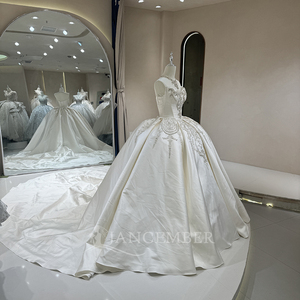 Jancember DW0114 Hermoso satén sin mangas de encaje Lentejuelas Vestidos de novia Vestidos - Product Image 2