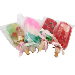 Offre Spéciale organique coloré à la main savon aux fruits pastèque cadeau enfant bain fournisseur barre de blanchiment naturel de popsicle de crème glacée savon