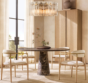 Arno Style <b>Oak</b> Wood Dining Armchair Tapered <b>Frame</b> Metal Back Seating for Modern Villa and Restaurant Projects - Product Image 2