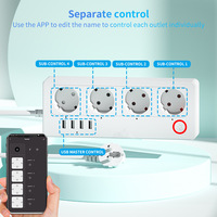 Multiprise intelligente SIXWGH Tuya avec protection contre les surtensions, 4 prises AC + USB, surveillance de la consommation d'énergie via application Wi-Fi, compatible avec Alexa et Google