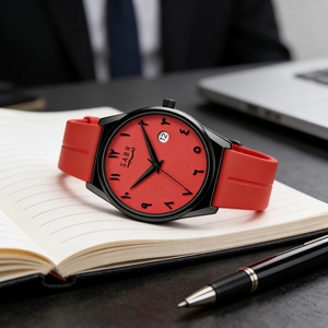 Montre à quartz Sabr neutre pour affaires, chiffres arabes, étanche 3 ATM, boîtier en alliage, bracelet en silicone, boucle magnétique, couple - Product Image 2