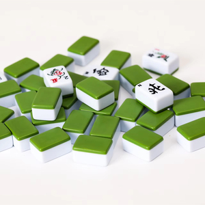 Mahjong chinois bleu vif et lumineux, jeu familial, voyage, loisirs, tuiles en acrylique lisses et polies, mahjong compact et portable - Product Image 1