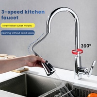 Robinet de cuisine moderne à poignée unique, deux fonctions, avec douchette extractible, en céramique, rotatif à 360 degrés, mitigeur eau chaude/froide pour évier, idéal pour usage hôtelier
