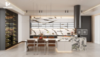 Meuble de cuisine de luxe Aige avec plan de travail en marbre pour mobilier modulaire Vallid, personnalisation complète de la maison, fabricant de meubles