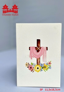 Tarjeta de Felicitación 3D Pop-Up con Cruz Floral, Hecha a Mano, Religiosa, para Bautizo, Comunión, Condolencias, Regalo Cristiano - Product Image 3