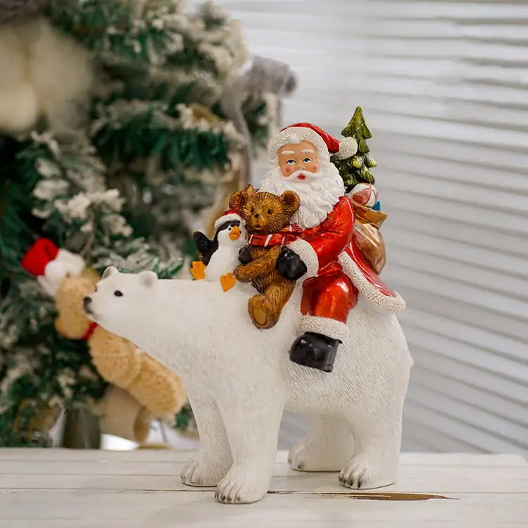 Creativo natale orsi polari decorazione artigianato in resina Osos Polares Navidad piccolo Desktop Decor statua di orso polare di natale