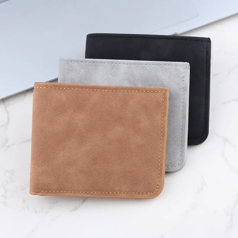 कम MOQ उच्च गुणवत्ता पु चमड़े क्लासिक आदमी बटुआ चमड़े स्लिम कार्ड पर्स पुरुषों पैसे जेब