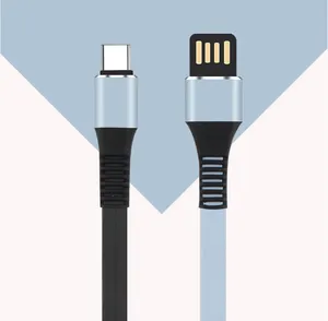 Alta calidad accesorios del teléfono móvil doble color cargador de teléfono micro usb plana tpe usb 2,0 tipo C cable de datos