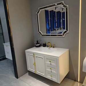 Hot Selling American Retro Style Solid <b>Wood</b> <b>Bathroom</b> <b>Cabinet</b> Single <b>Bathroom</b> Vanity with Smart Mirror - Product Image 3