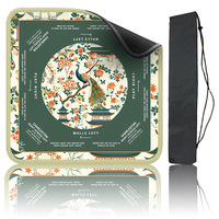 Tapis de table Mahjong style chinois Paon, antidérapant, silencieux, avec bord en caoutchouc, lavable, imprimé, pour jeu de société multijoueur