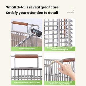 <span class=keywords><strong>Panier</strong></span> de rangement en fil <span class=keywords><strong>d</strong></span>'acier inoxydable 304, empilable, <span class=keywords><strong>panier</strong></span> organisateur de cuisine, <span class=keywords><strong>panier</strong></span> de rangement multi-usages avec poignée en bois - Product Image 3