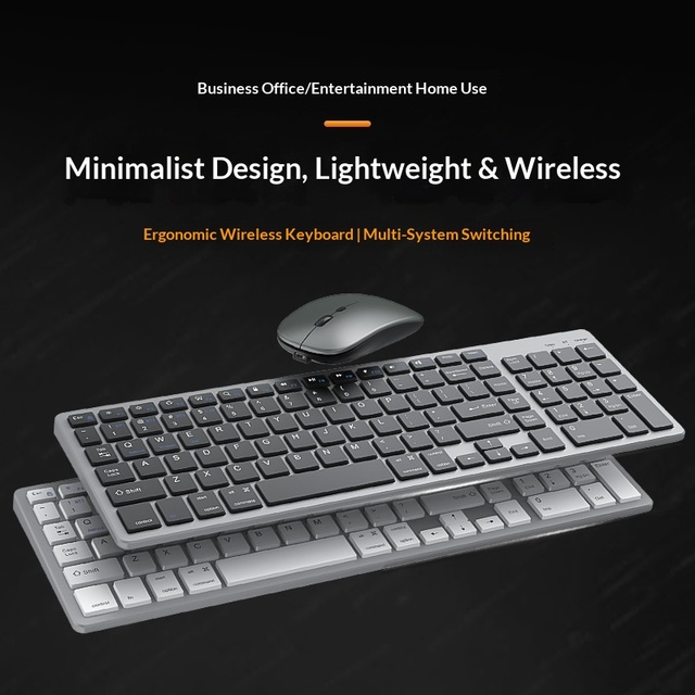 NEW Wireless for Programmable Dual-mode Charging Silent Ergonomic Keyboard and Mouse Set for Laptop/Desktop Stock