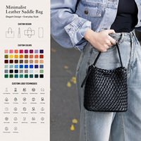 Tas Selempang Wanita Kulit Asli Anyaman Kustom, Tas Tangan Minimalis Modis, Produsen OEM