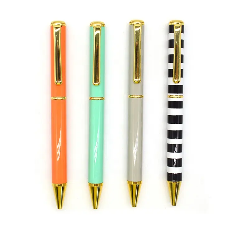 inexpensive good quality ballpoint pen different color metal custom printed pen with logo