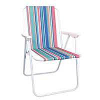 Vente en gros de chaise pliante d'extérieur à ressort, légère et portable pour l'été, plage, pelouse, pique-nique, dossier pliable à rayures, chaise de camping