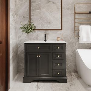 24 "30" 36 "superficie verniciata arco piedi chiusura morbida porte Vintage <span class=keywords><strong>bagno</strong></span> vanità armadio con lavandino - Product Image 2