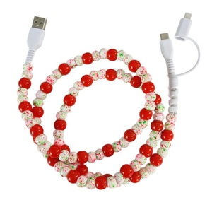 Nouveau design tendance, <span class=keywords><strong>cordon</strong></span> de données universel de type C pour téléphone et ordinateur, perles florales, rose clair, violet, chargeur - Product Image 5