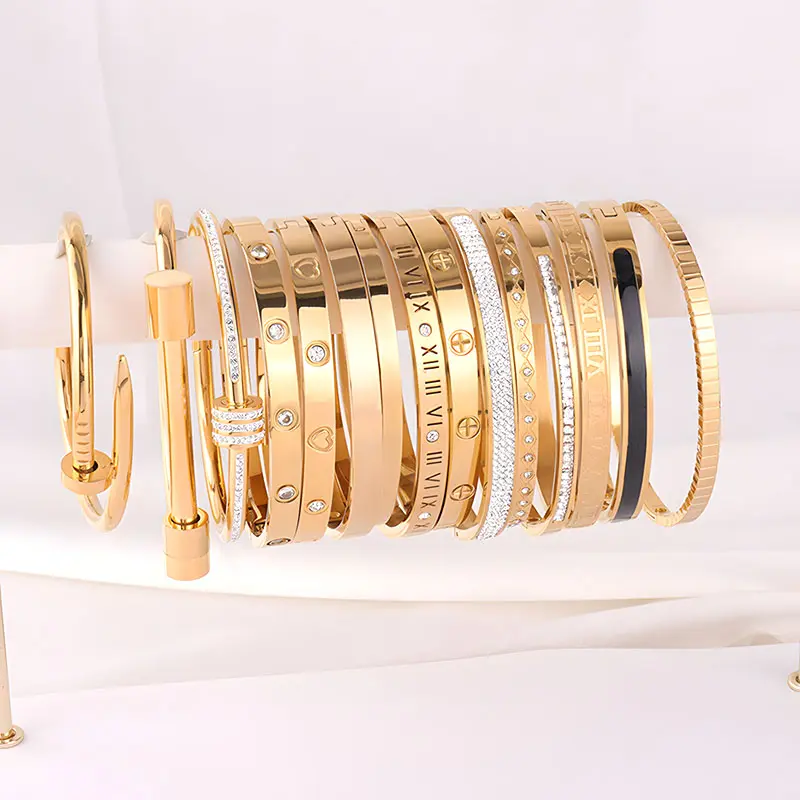 Venta caliente estilo de moda joyería de acero inoxidable Varias pulseras personalizar Hebilla brazaletes de oro