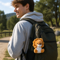 Porte-clés Lion en Peluche Zaves – Écologique, Durable, Adorable, Breloque de Sac en Forme d'Animal en Peluche, Anneau Métallique, Mini Jouet Doux et Moelleux, Pendentif pour Clés