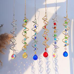 Wholesale Strong Thick Spiral Suncatcher Glass Suncatcher Home Decor Prism Sphere Have Swivel Barrel 360 Rotations Smooth